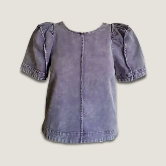 Sea New York Idun Denim Puff-Sleeve Top Lilac | Size 0 Kristen Bell–Inspired - Picture 2 of 12